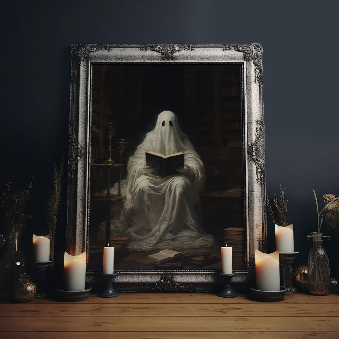 The Reading Ghost Victorian Halloween Poster Print - Image 6