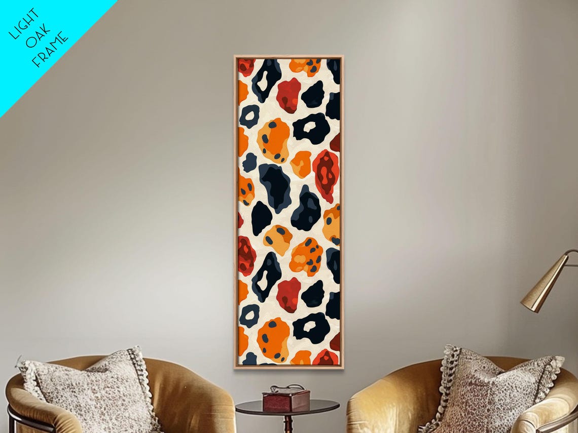 Retro 70s Cheetah Print Orange Black Cream Vintage Pattern Wall Poster - Image 2