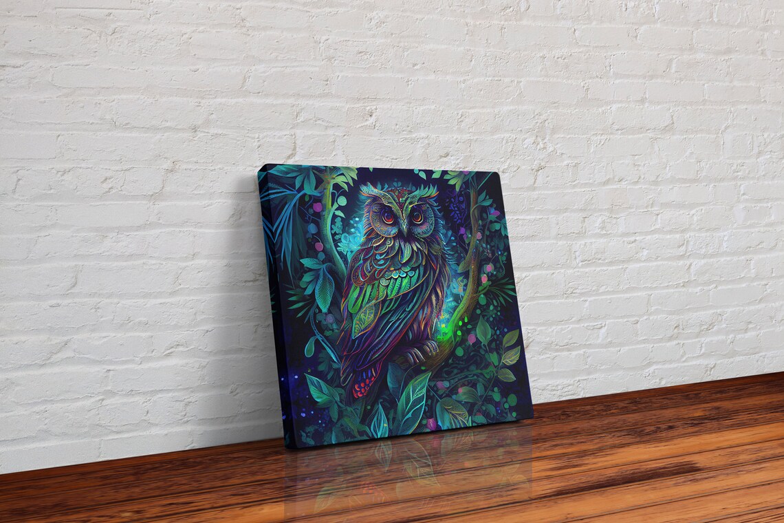 Colorful Psychedelic Owl Portrait Wall Art Print - Image 3