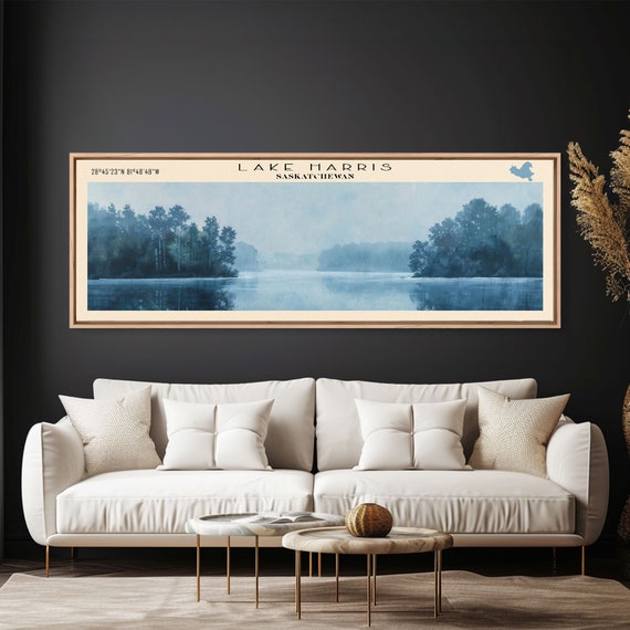 Lake Harris Framed Print Lake House Decor Panoramic Wall Art Travel Poster Stunning Lake Painting Home Art