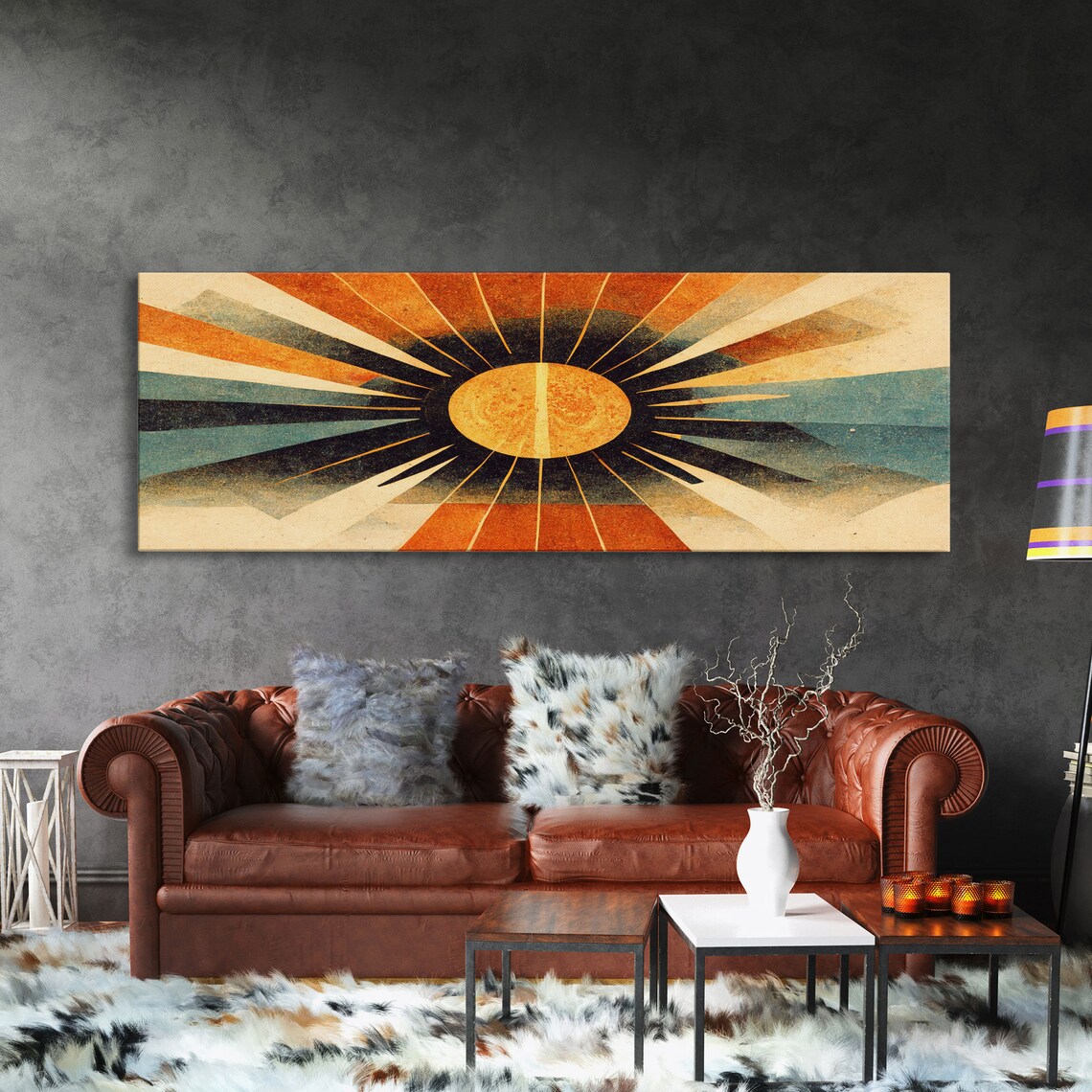 Sunset Art Deco Sunburst, Panoramic Art Print - Image 3