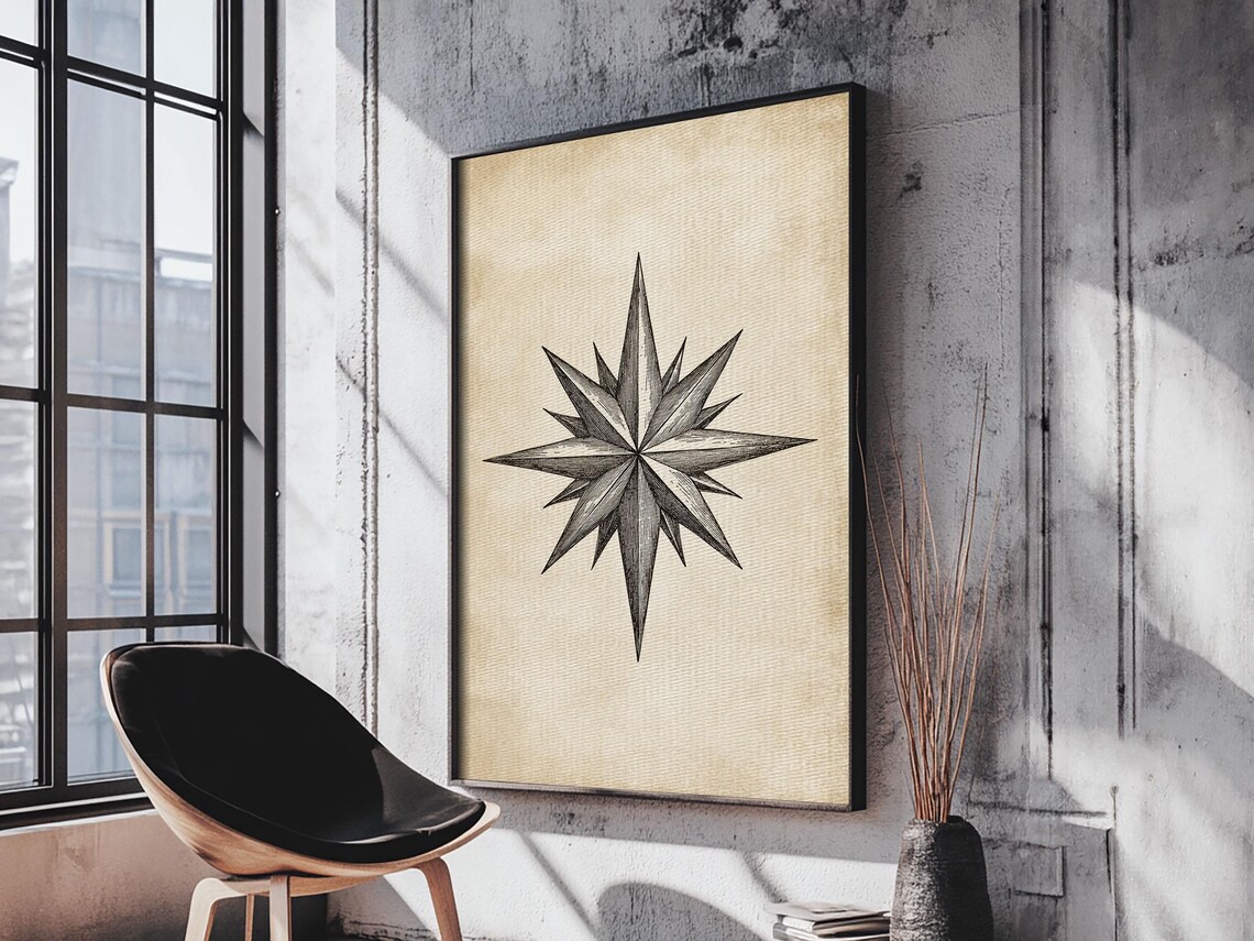 North Star Minimalist Boho Christmas Art Print - Image 4