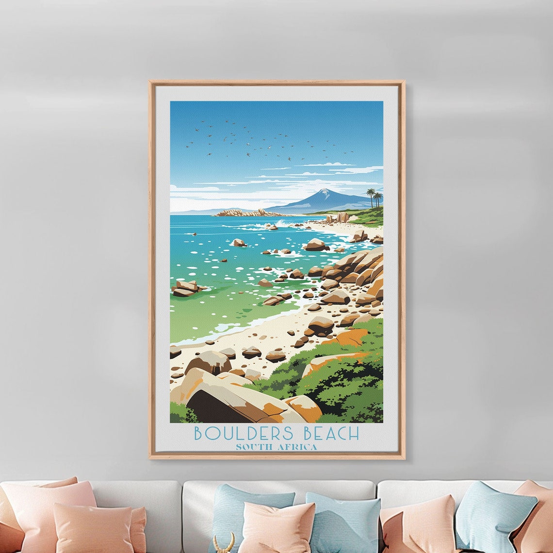 Boulders Beach South Africa Rocky Shore Turquoise Waves Poster - Image 4