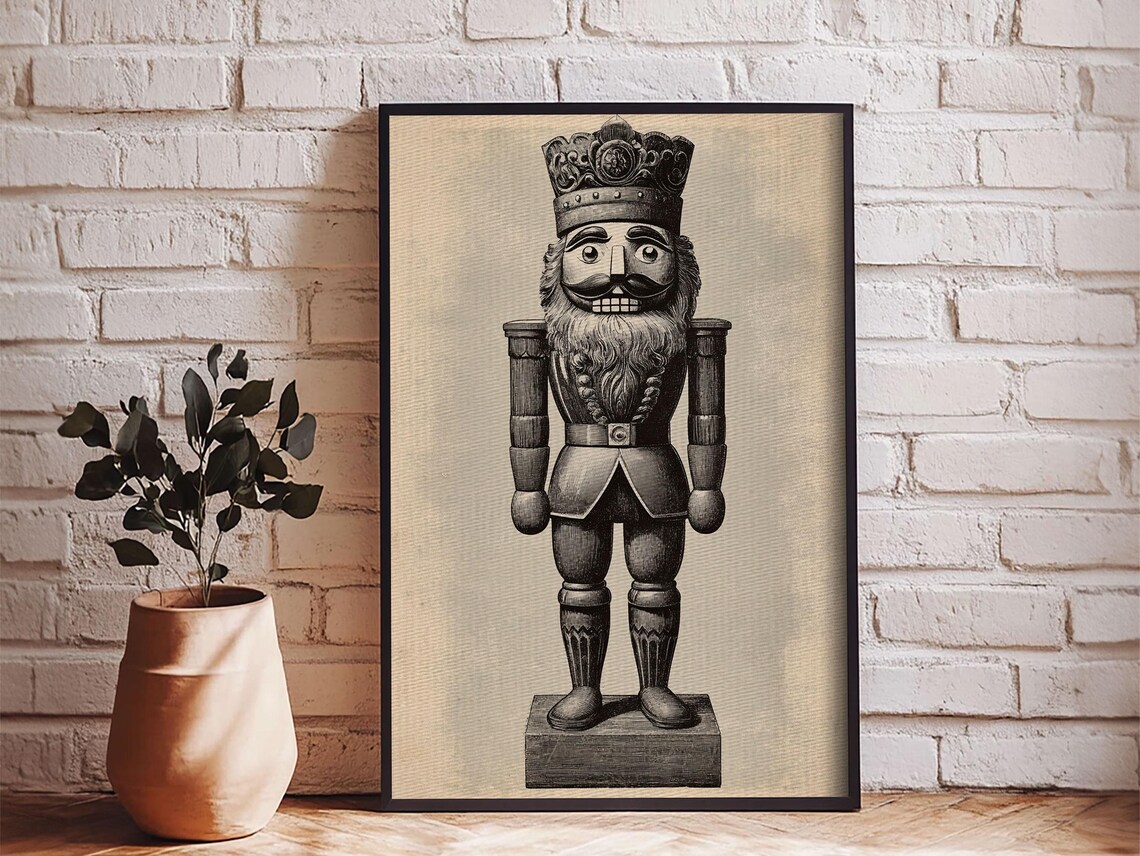 Vintage Nutcracker Print, Minimalist Christmas Art - Image 2