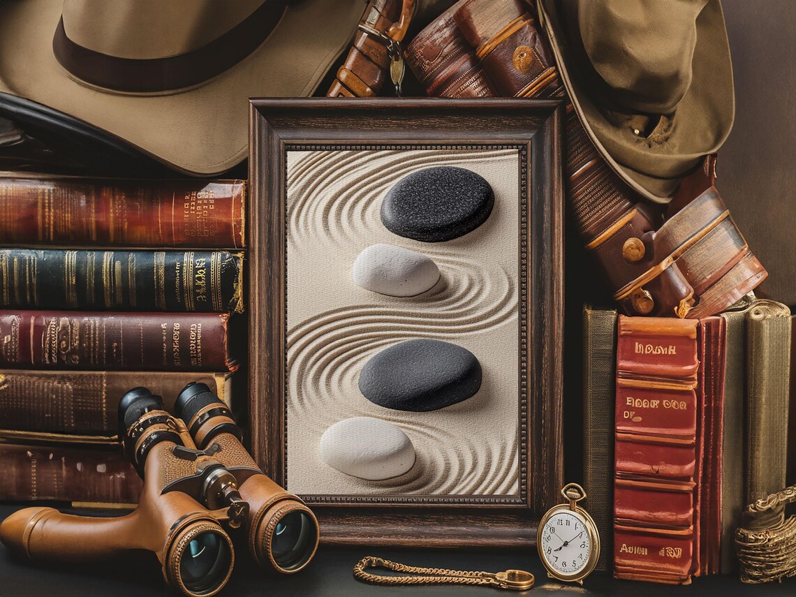 Black White Zen Stones, Wabi Sabi Wall Art Print - Image 2