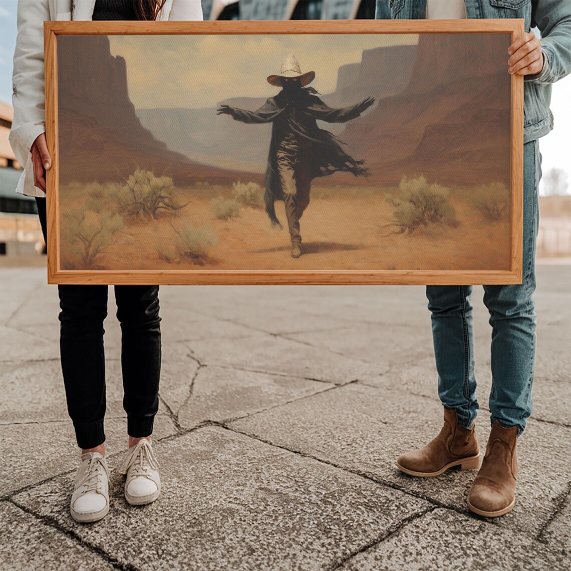 Ghost Cowboy With Arms Outstretched In Red Rock Desert Canyon Poster - Image 5