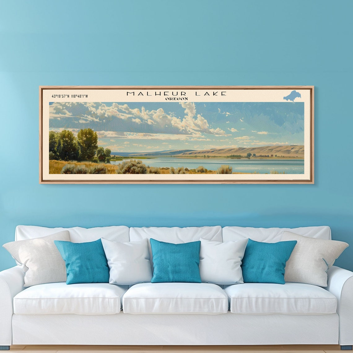 Malheur Lake Oregon Big Sky Clouds Golden Marsh Blue Lake Poster