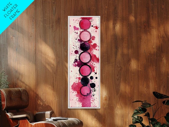 Makeup Palette Print Modern Pink Abstract Art With Splatter Design Bold Vertical Wall Art Unique Wabi Sabi Minimalist Print
