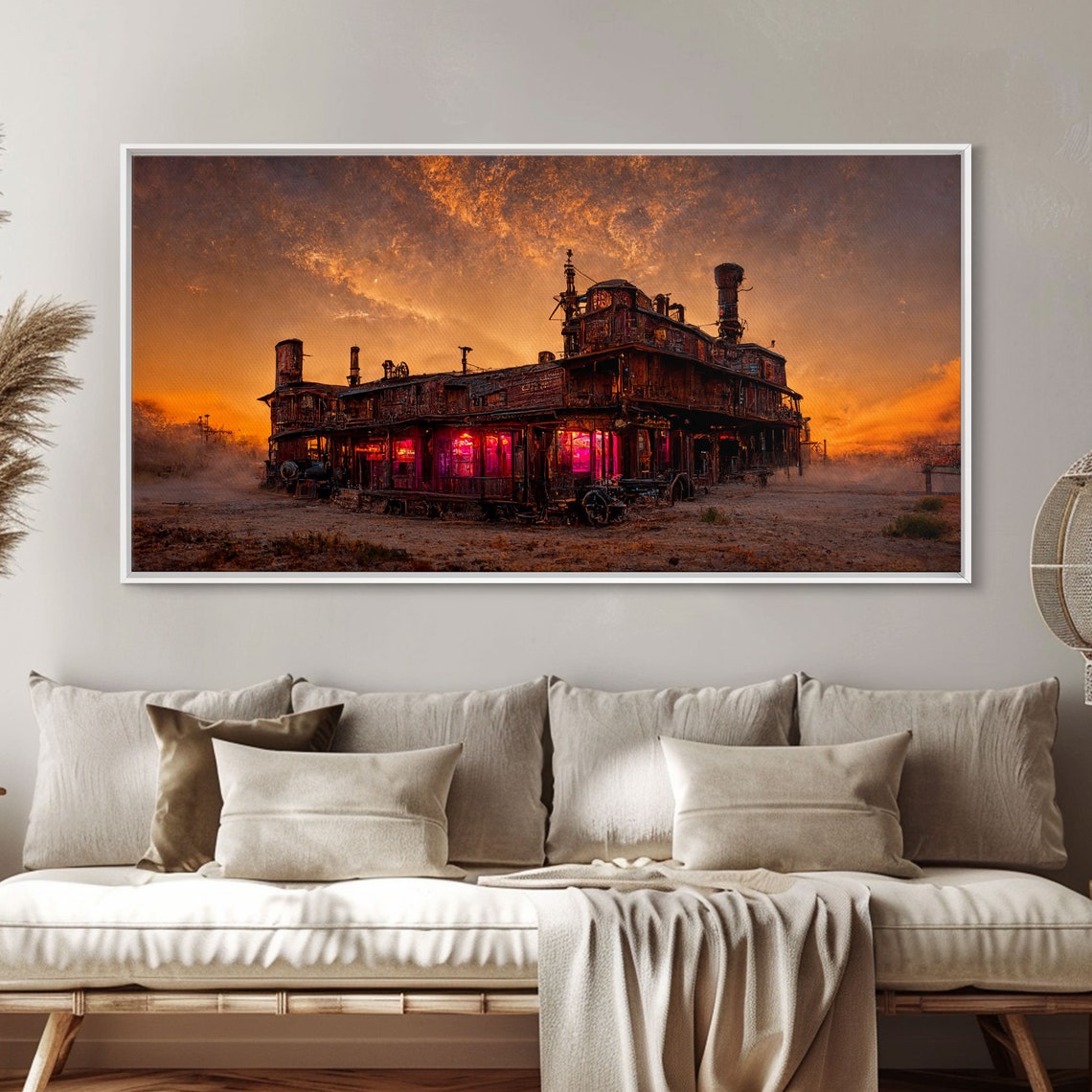 Abandoned Steampunk Wild West Saloon Desert Sunset Fantasy Wall Poster - Image 4
