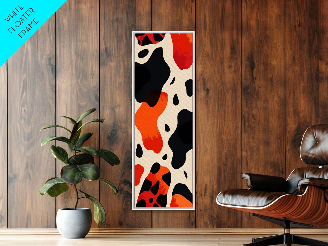 Abstract Boho Leopard Spots Pattern Cream Black Orange Modern Style Poster - Image 3
