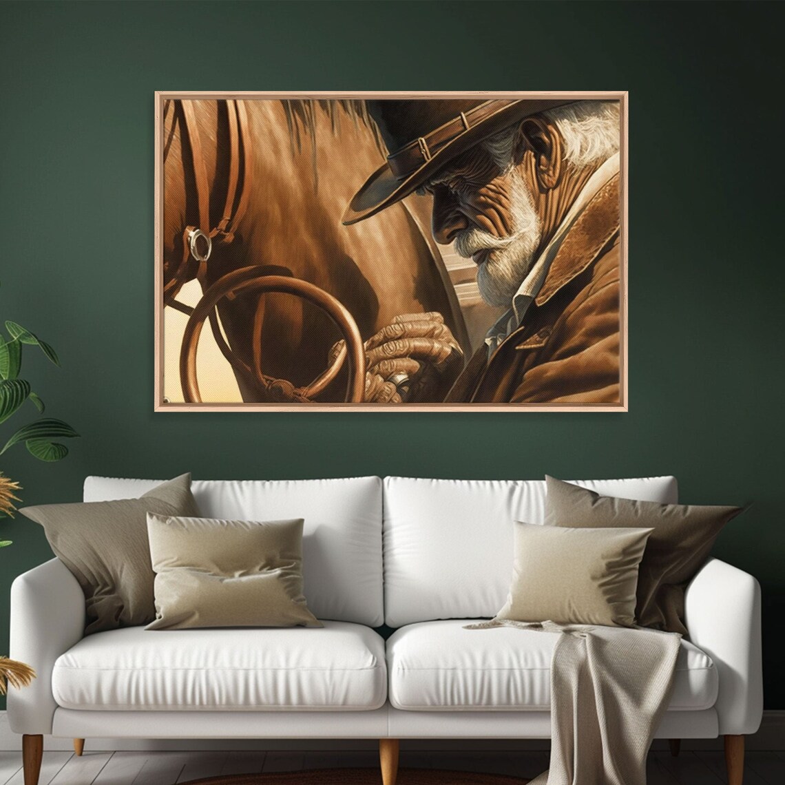 Old Cowboy Adjusting Saddle Sepia Tone Horse Western Art Wall Poster - Image 3
