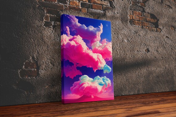 Bubble Gum Clouds, Trippy Psychedelic Surrealist Art Print