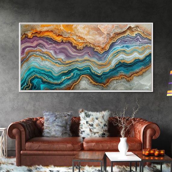 Rainbow Marble Decor Framed Print Blue And Purple Marble Luxury Home Decor Luxurious Art Marble Wall Art Marble