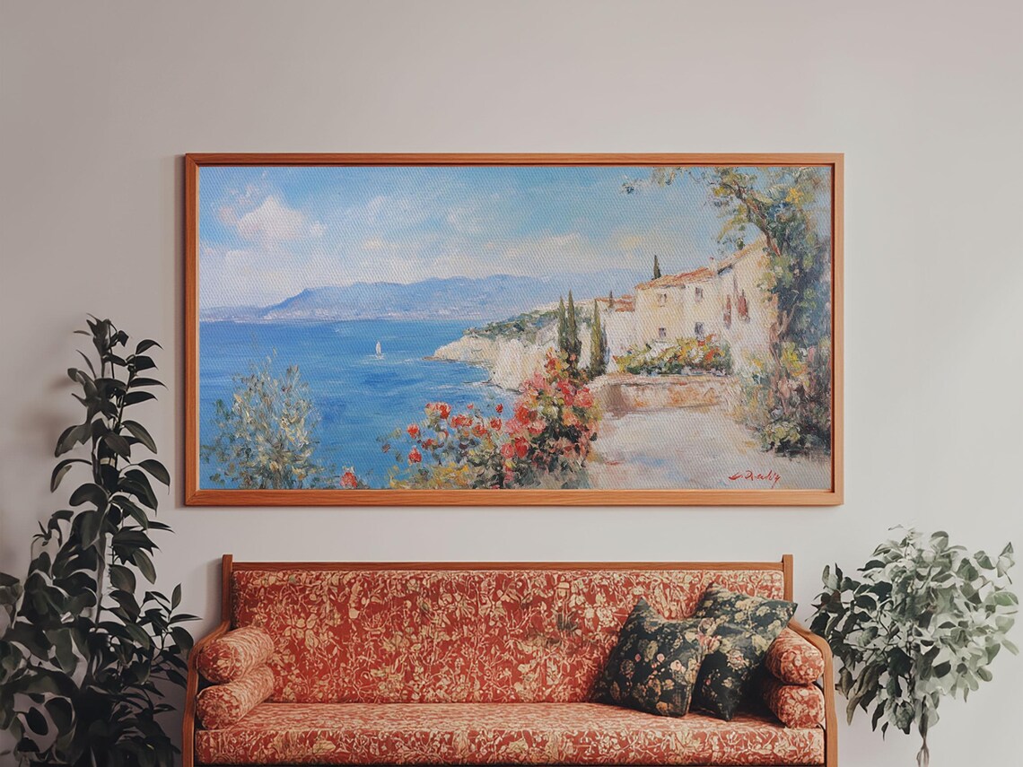 Italian Seaside Village Oil Painting Travel Poster - Image 2