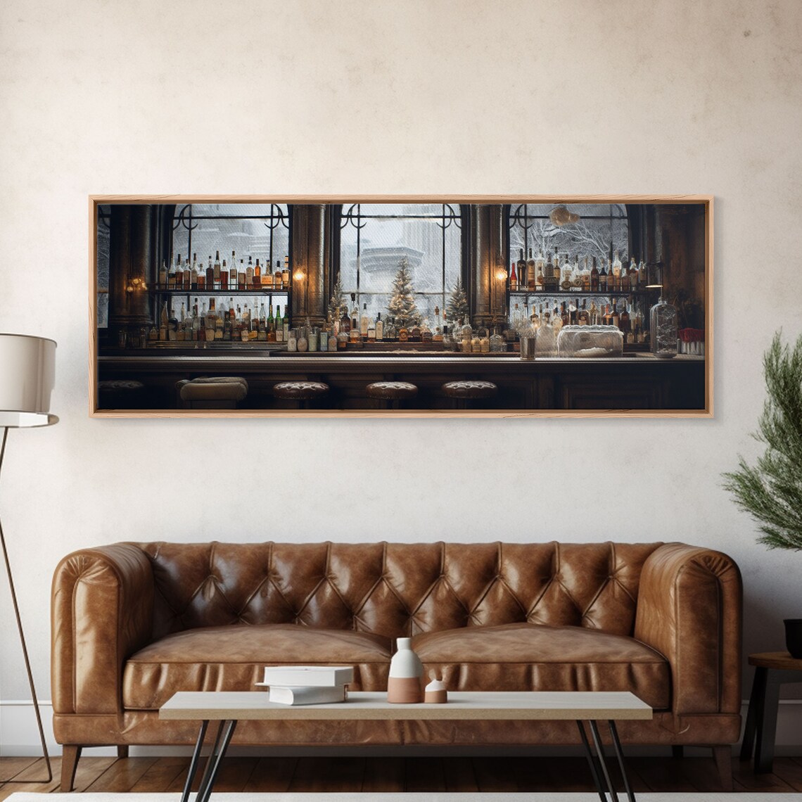 Winter Bar Scene, Vintage Liquor Cabinet Art Print - Image 5