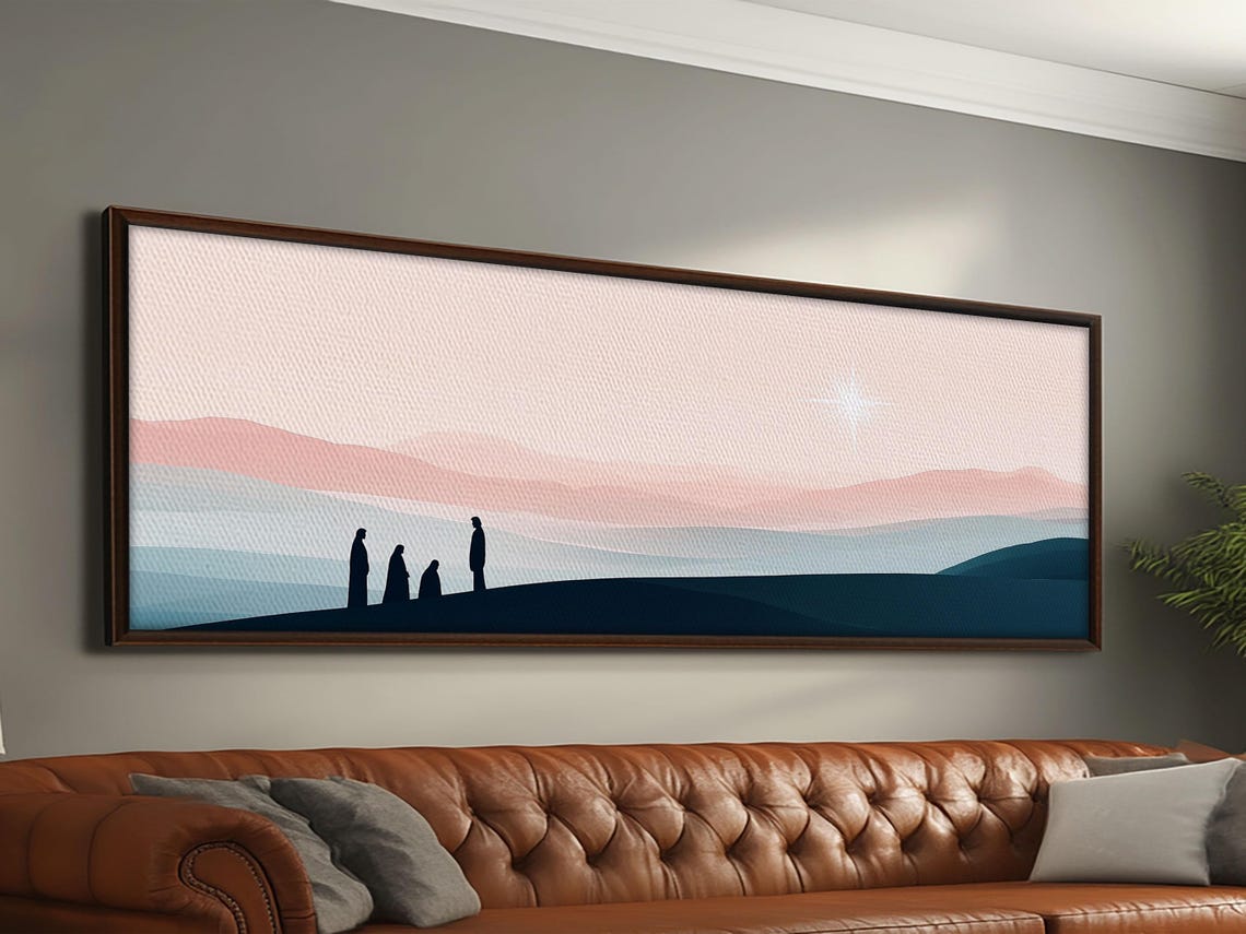 Three Wise Men Silhouette North Star Minimal Nativity Painting Poster - Image 5