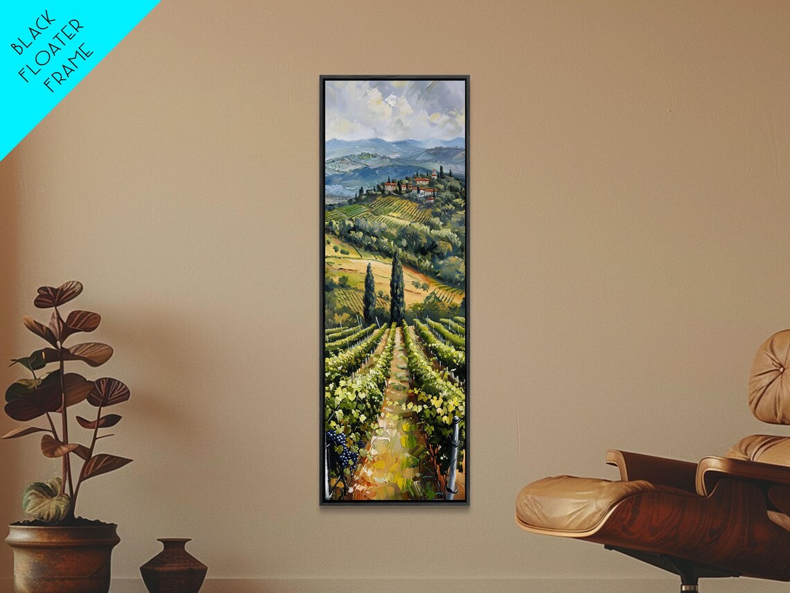 Tuscany Italy Vineyard Hills Cypress Trees Village Landscape Poster - Image 4