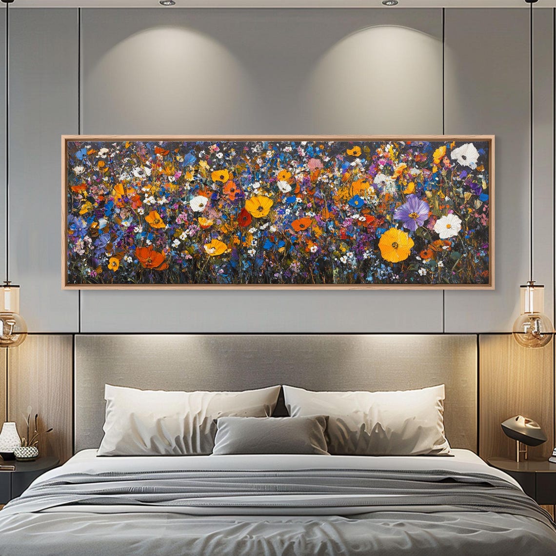 Colorful Wildflower Field Meadow Dense Blooms Panoramic Art Poster - Image 2