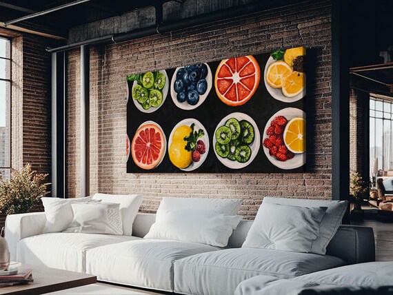 Fruit Basket Painting Print Modern Fswmrhouse Kitchen Wall Art Vintage Fruit Art For Dining Room Framed And Ready To Hang