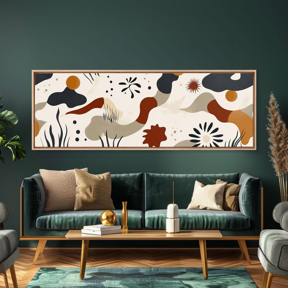 1950s Retro Boho Abstract Organic Shapes Earthy Tones Wall Art Poster - Image 2