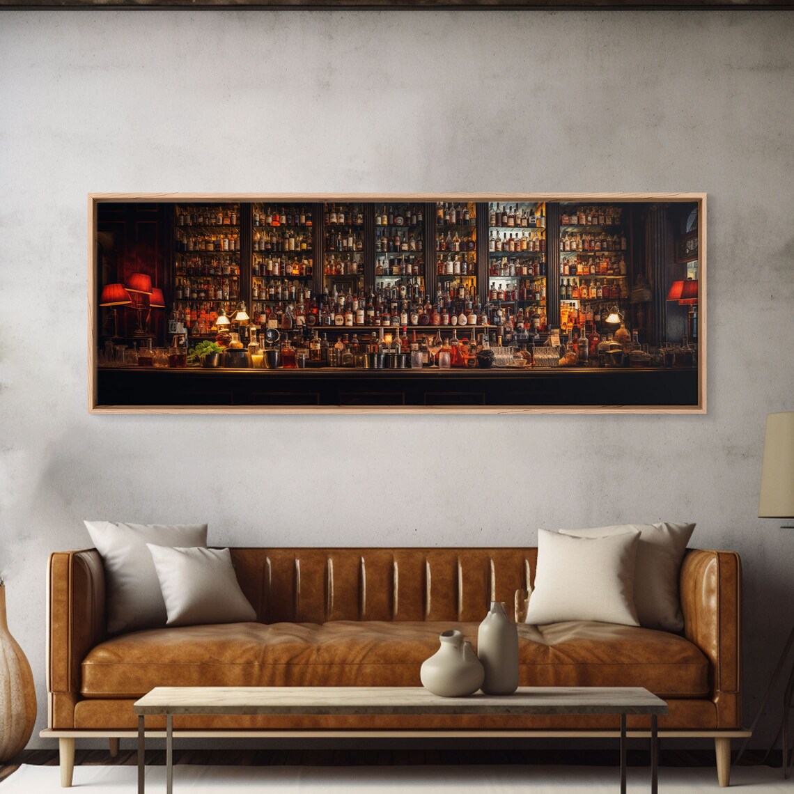 Vintage Bar Shelf Liquor Bottles Moody Cocktail Speakeasy Wall Art