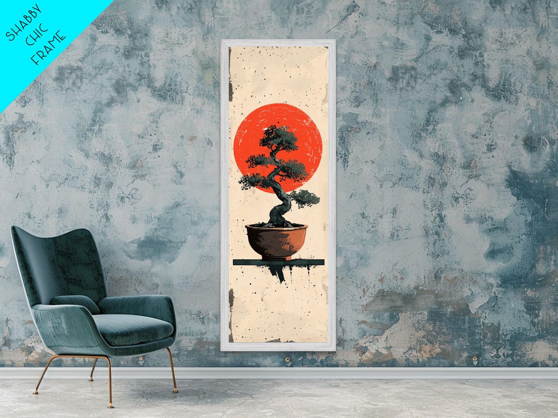 Bonsai Tree Silhouette Red Sun Circle Minimal Japanese Poster - Image 6