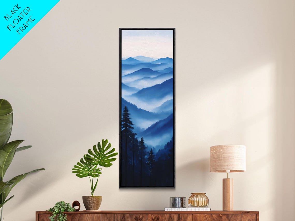 Smoky Blue Mountain Ridges At Dusk Tall Vertical Nature Poster - Image 5