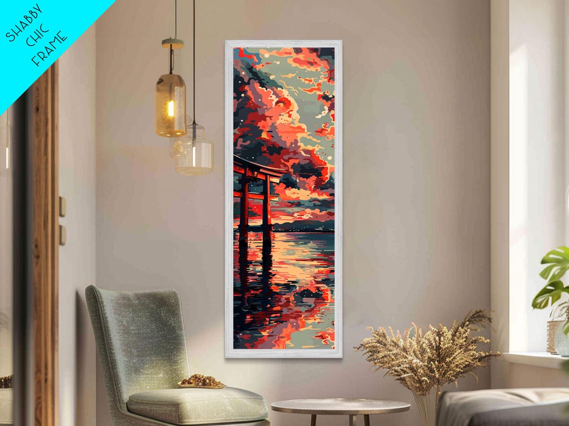 Tranquil Torii Gate Sunset Reflection Dramatic Sky Art Print - Image 3