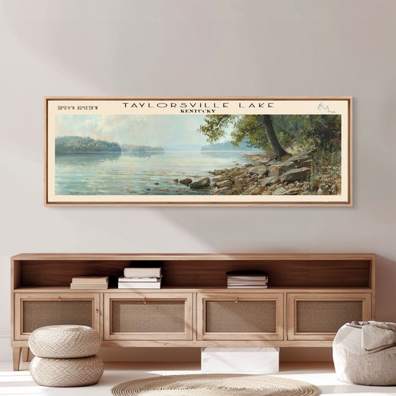 Taylorsville Lake Kentucky Panoramic Wall Art Framed Print Lake House Decor Travel Poster Lake Scene Bedroom Decor Wall Art
