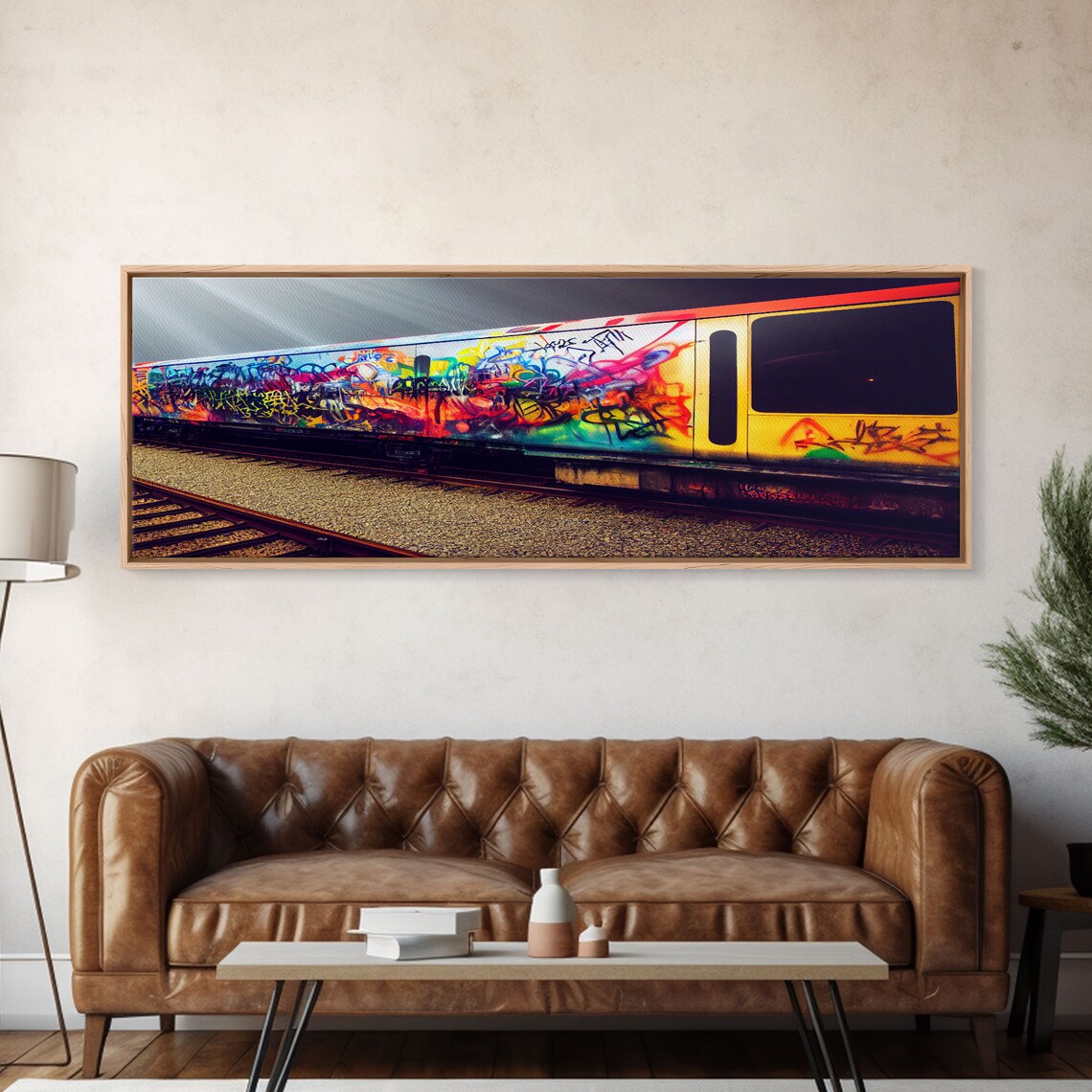 Train Box Car Graffiti Art Print, Panoramic