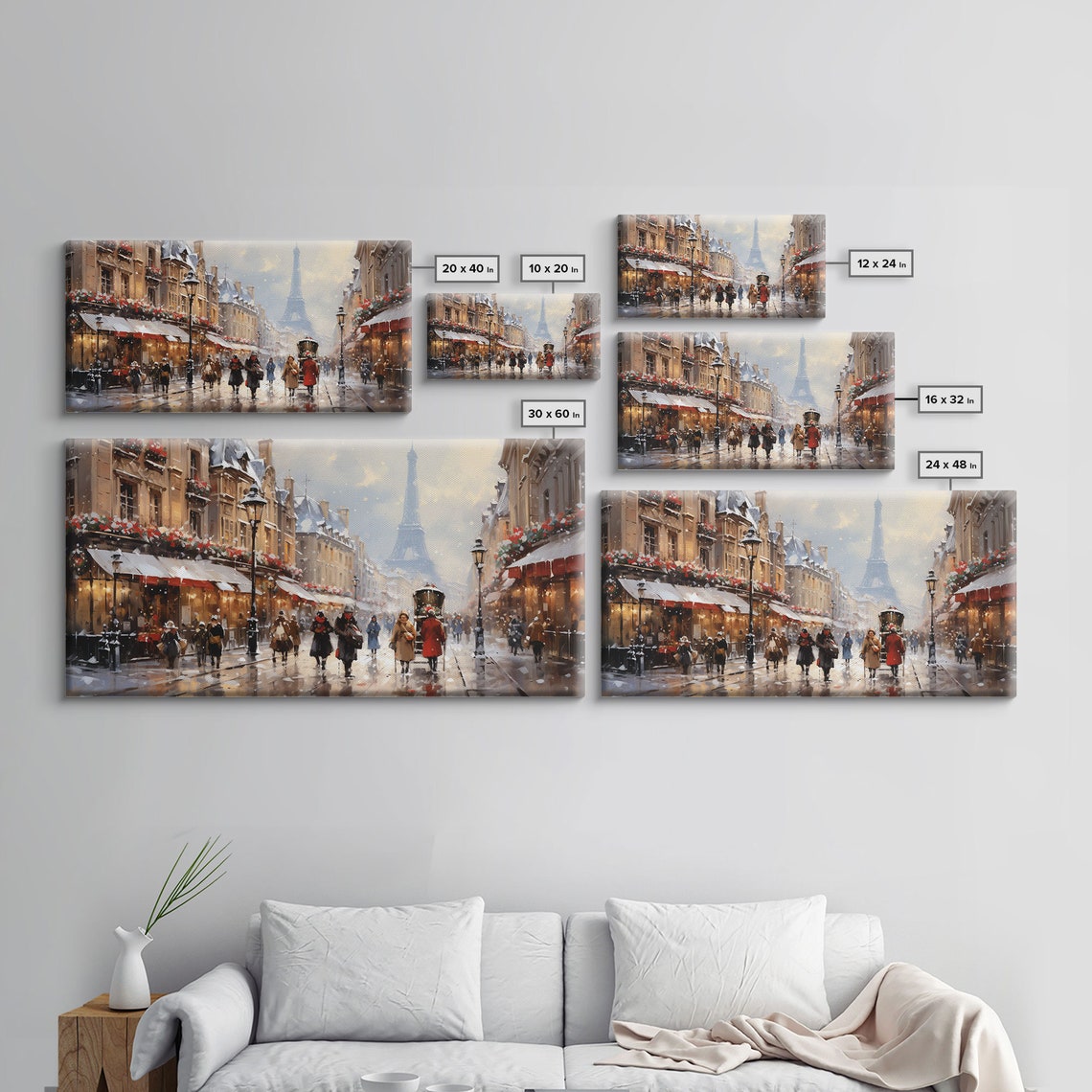 Paris In The Snow Eiffel Tower Christmas Street Scene Poster - Image 2