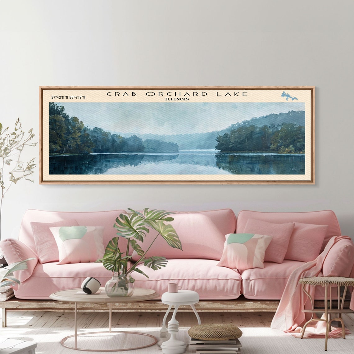 Crab Orchard Lake Illinois Misty Forest Hills Blue Water Travel Poster - Image 3