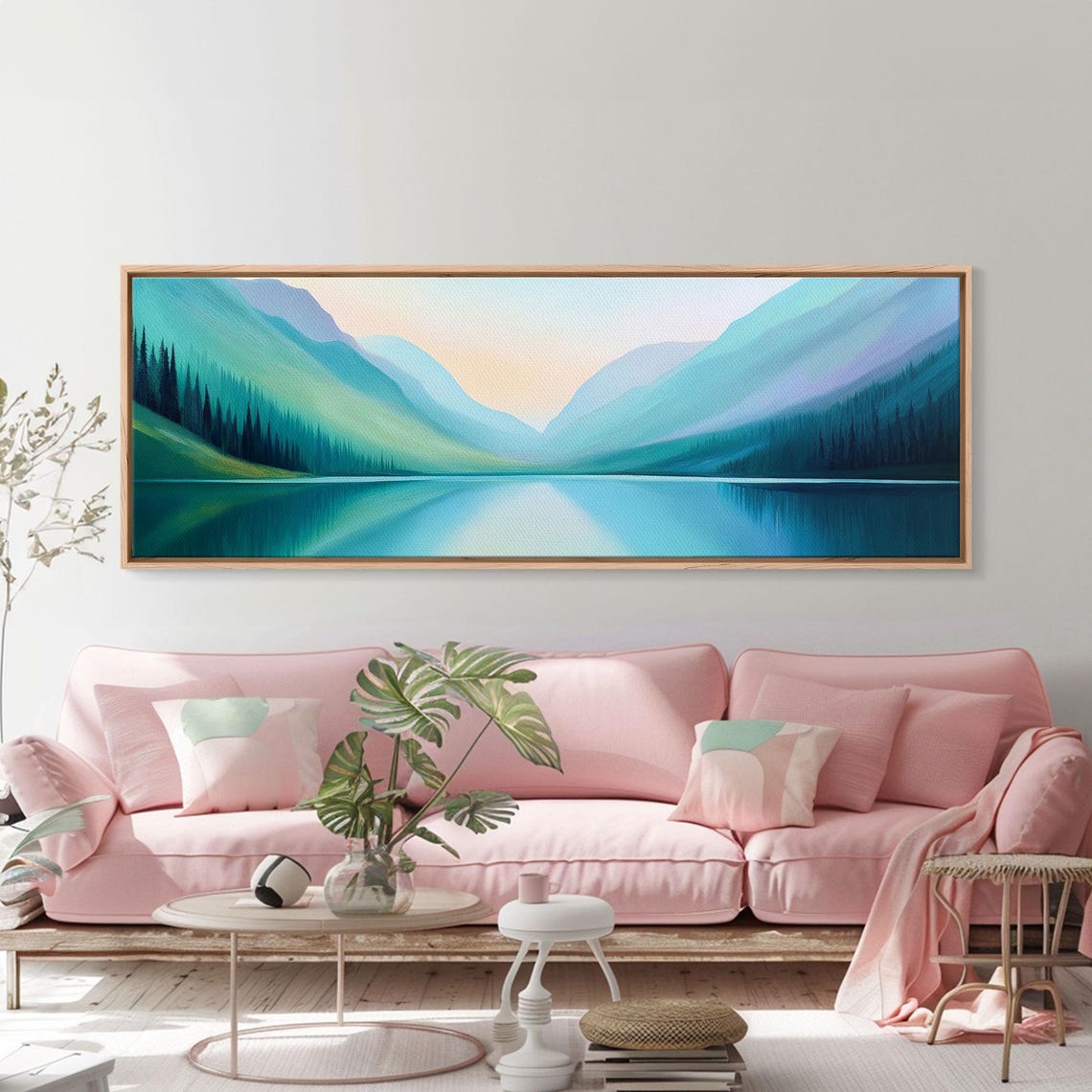 Emerald Green Mountain Lake Serene Reflection Panoramic Wall Poster