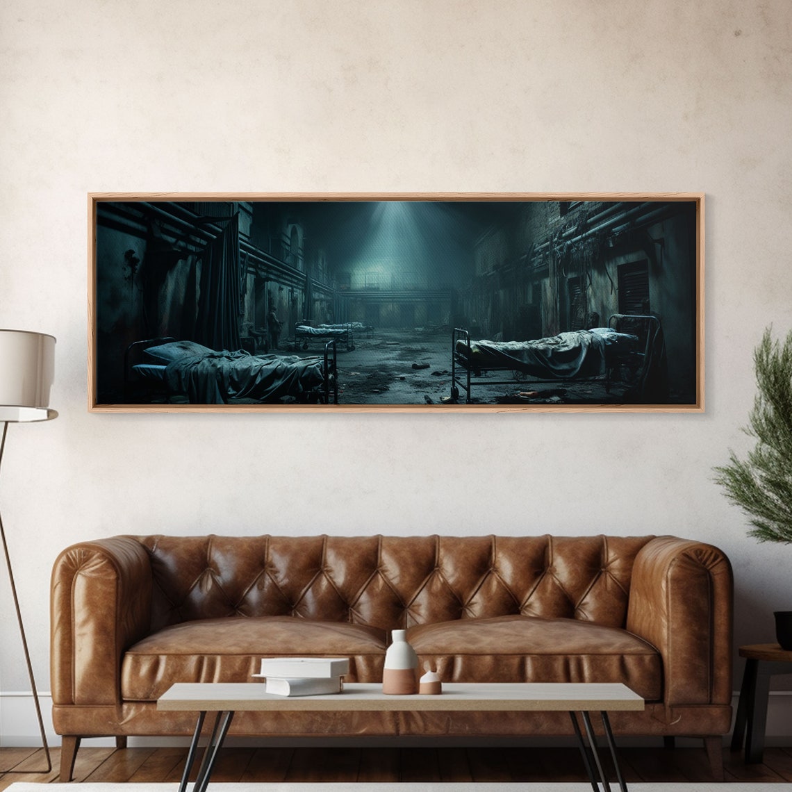 Abandoned Asylum Ward Eerie Hospital Beds Dark Spooky Horror Wall Art - Image 6