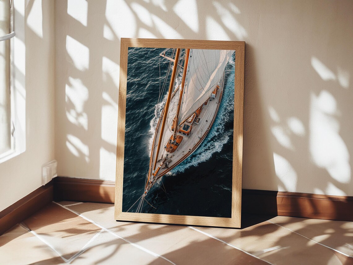 Birds Eye View Of Sailboat, Nautical Wall Art Print - Image 2