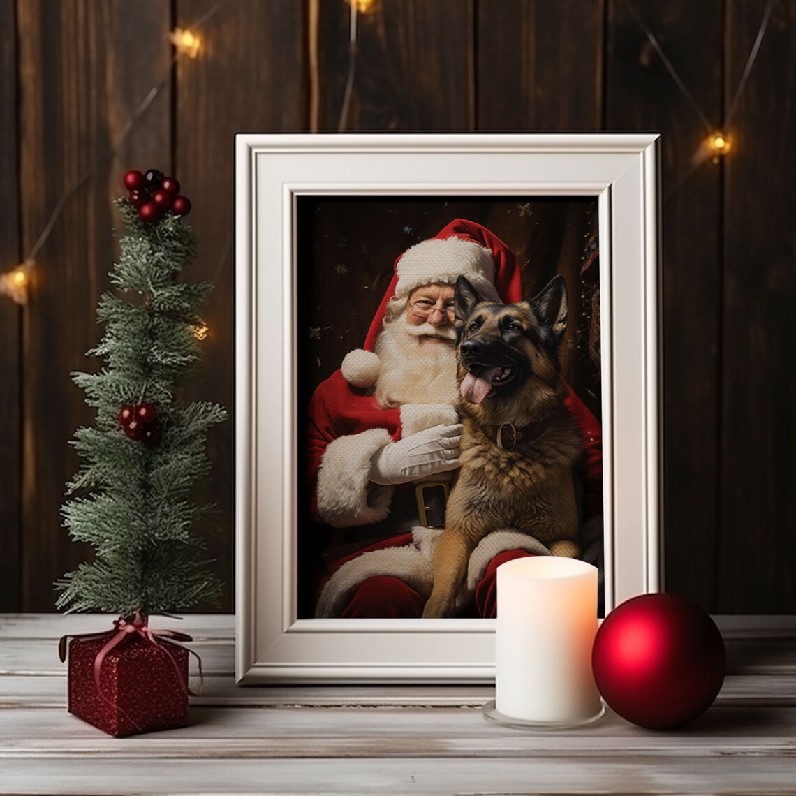 Santa Claus And His Belgian Malinois Christmas Wall Art Dog Gift Christmas Dog Winter Wall Art Santa Decor Santa Art Print Cute Dog - Image 4