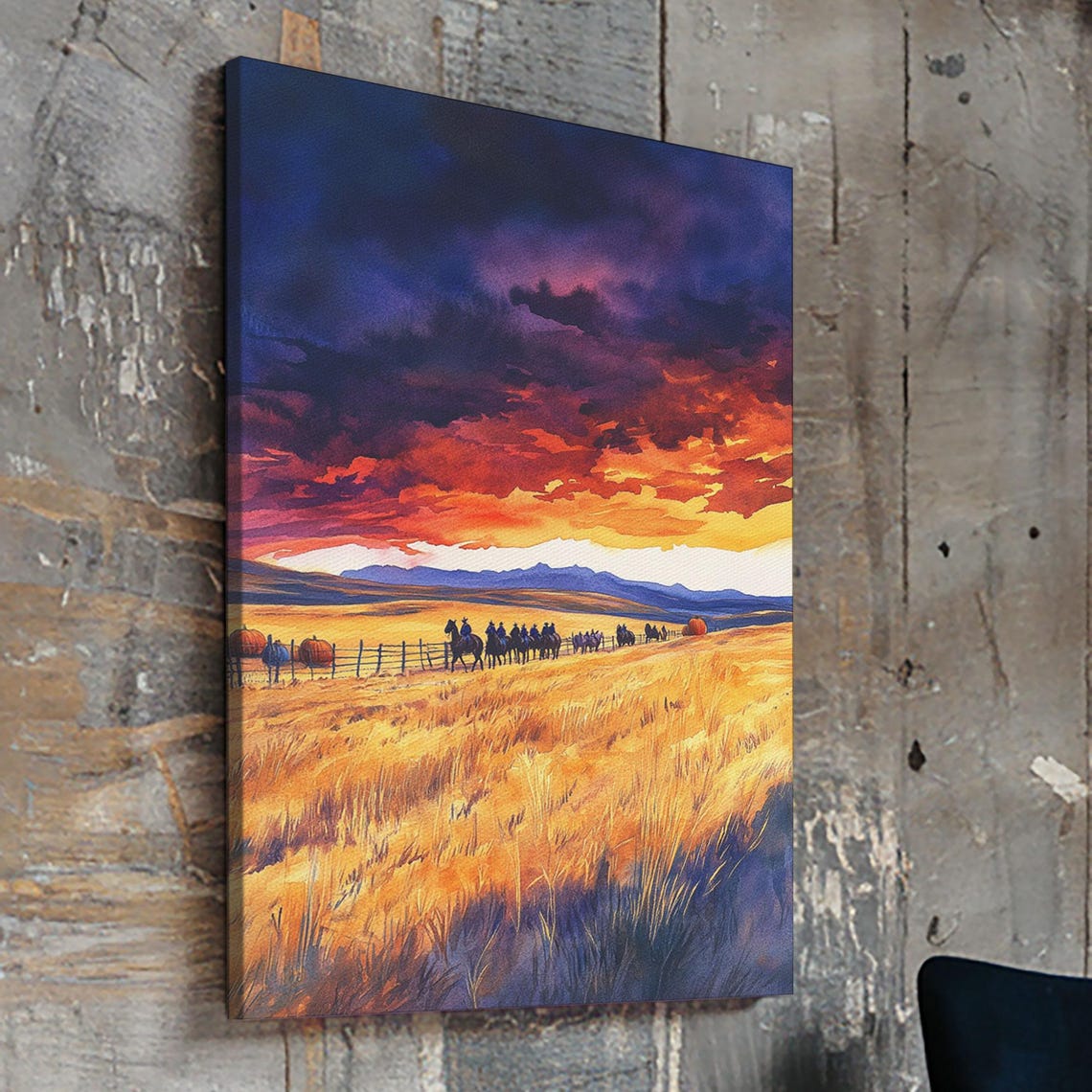 Cattle Drive At Sunset Cowboys Herding Across Golden Fields Poster