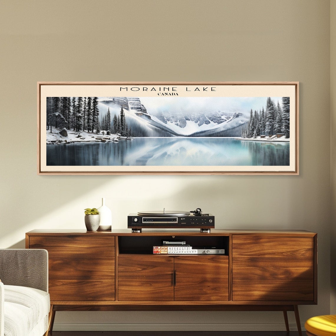 Moraine Lake Canada Winter Snow Peaks Mirror Lake Forest Travel Poster - Image 4