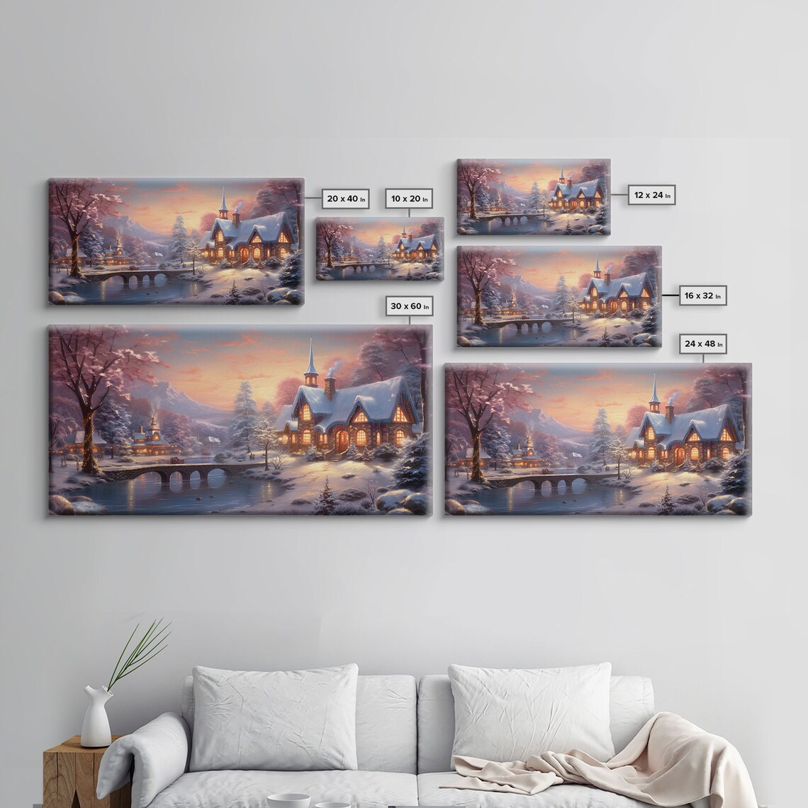 Winter Victorian Village Whimsical Art Print - Image 2