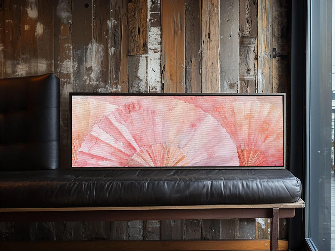 Pink Hand Fan Watercolor Floral Coastal Cowgirl Rustic Wall Art Print