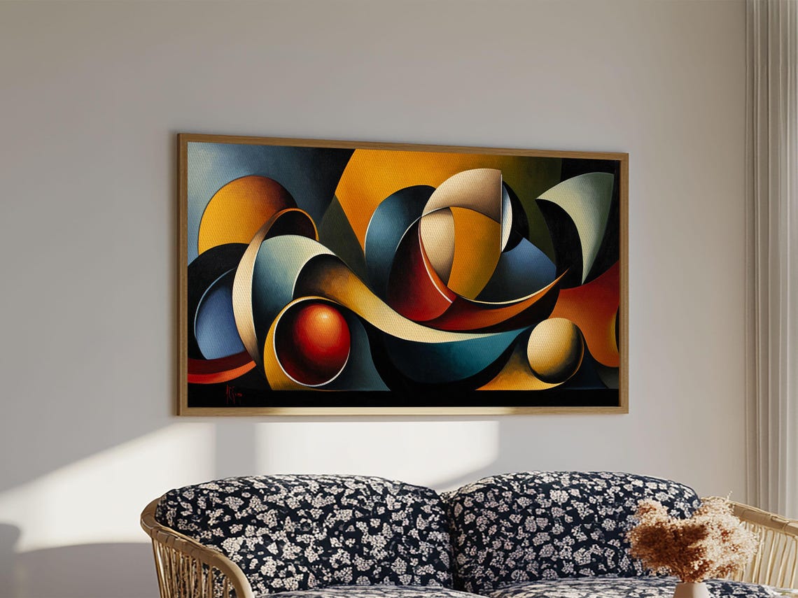 Dynamic Ocean Wave Coastal Abstract Navy Teal Nautical Wall Art Print - Image 3