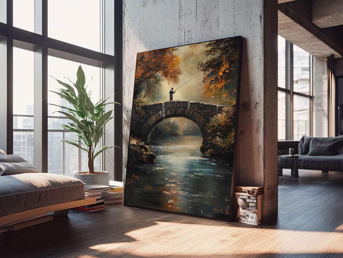 Fly Fishing Art Print On Outdoors Gift Idea Gift For Dad Fly Fishing Art Fly Fishing Painting Trout Fishing Outdoorsman Gift - Image 2