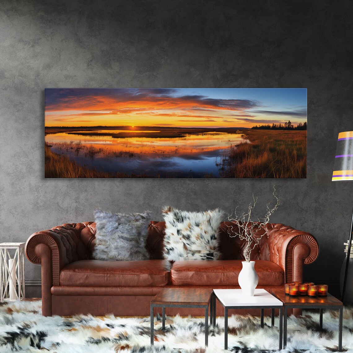 Everglades National Park Sunset Marshland Water Reflection Panoramic Poster - Image 3