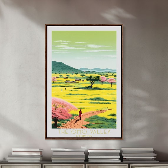 Omo Valley Ethiopia Art Framed Print Travel Poster Original Wall Art Home Decor Gift For Travel Lover Wall Hanging