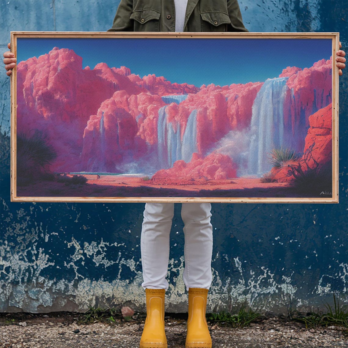Psychedelic Pink Waterfall Art Print - Image 6