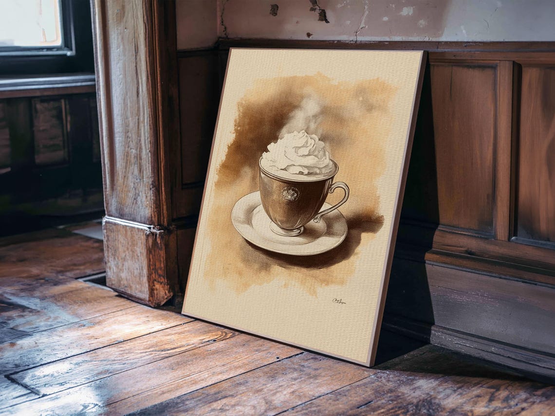 Steaming Hot Chocolate With Whipped Cream Vintage Coffee Art Print - Image 4