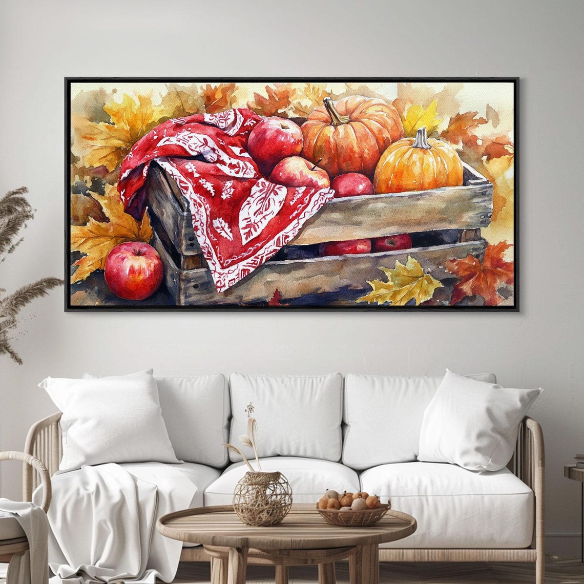 Wooden Crate Of Pumpkins And Apples Harvest Still Life Art Print - Image 2