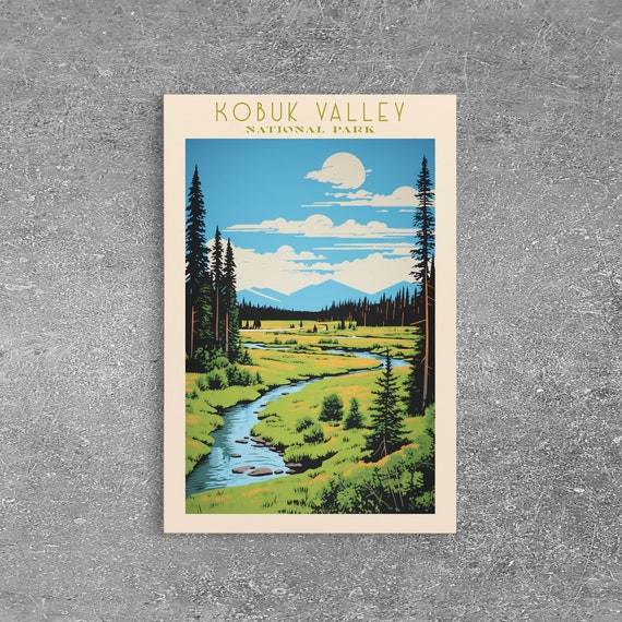 Kobuk Valley National Park Alaska Travel Art National Park Print Minimalist Travel Art Midcentury Modern Retro Style Landscape