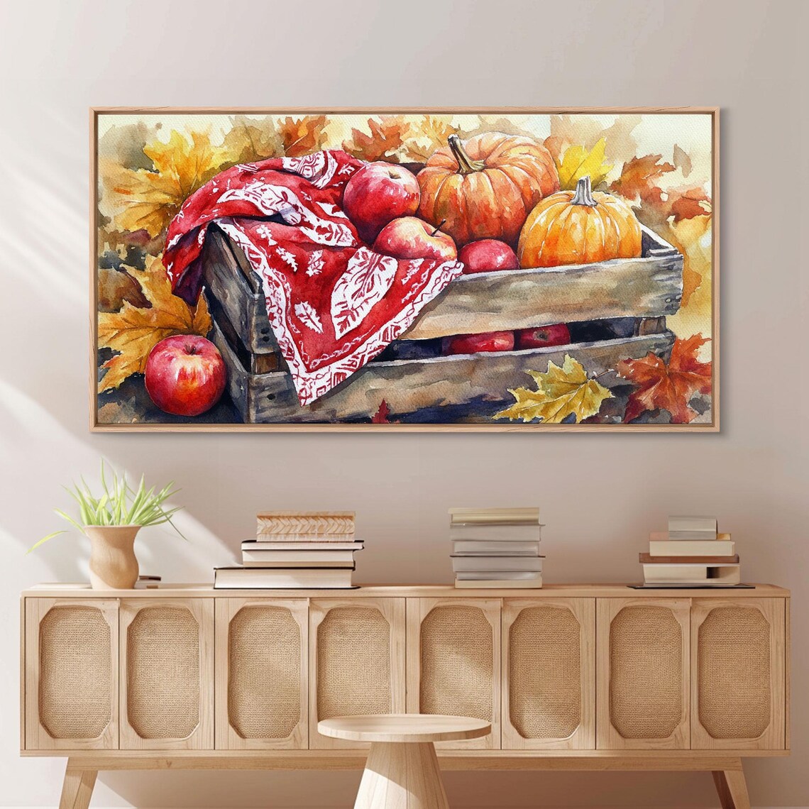 Wooden Crate Of Pumpkins And Apples Harvest Still Life Art Print - Image 5