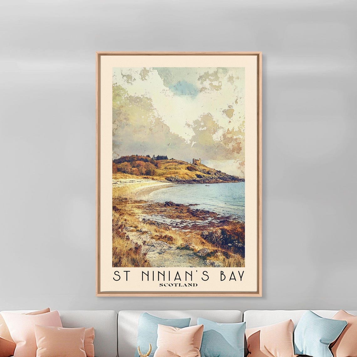 St Ninian's Bay Scotland Rocky Tidal Shore Headland Castle Poster - Image 2